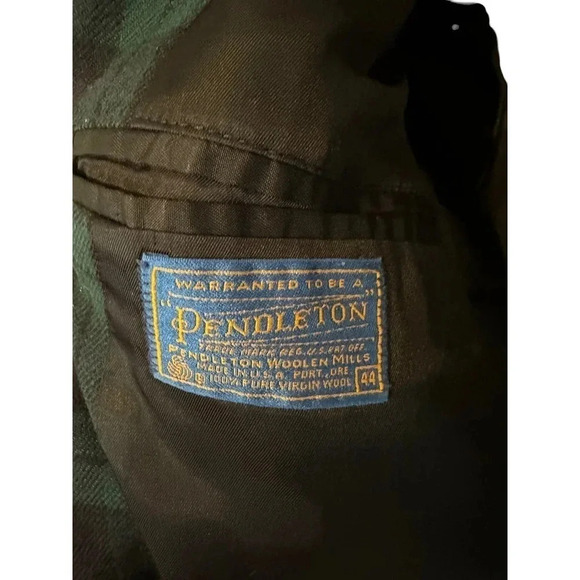 Vintage Pendleton mens Green & Blue 100% Virgin Wool Plaid Blazer Size 44 - Picture 6 of 8